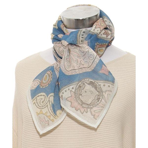 スカーフ バンダナ ストール SWASH LONDON コットンリネン 120*120 レディース