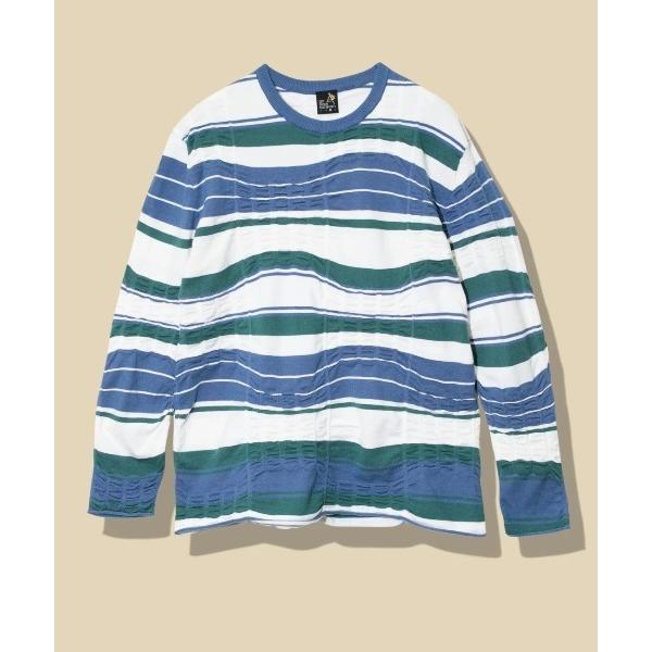 tシャツ 歪んだボーダーニット ロングスリーブ TEE メンズ レディース