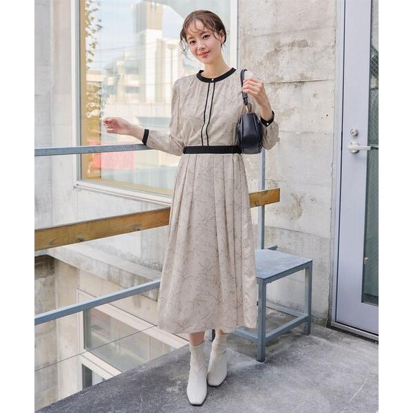 ワンピース 「安田美沙子さん着用」フラワープリント配色ワンピース