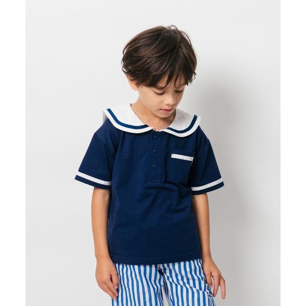 『セール実施中』ZOZO問い合わせ番号:91341180ショップ:こどもの森e-shop，コドモノモリイーショップブランド:moujonjon，ムージョンジョン商品名:セーラー衿半袖Ｔシャツカテゴリ:トップス>ポロシャツブランド品番:...