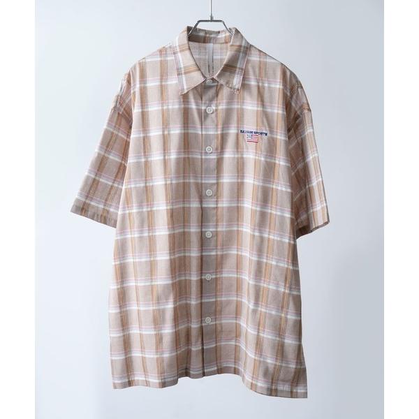 シャツ 半袖 one point embroidery madras check shirt short sleeve /ワンポイント 刺繍 マドラスチェックシャツ 半袖 メンズ