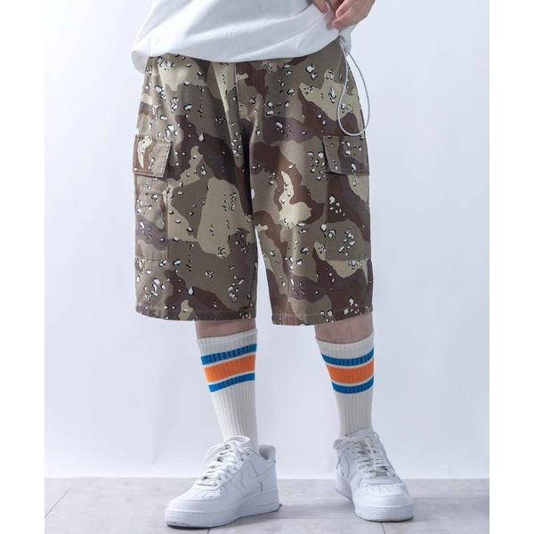 ワイドパンツ ハーフパンツ カーゴパンツ 短パン bio-wash camouflage wide cargo half pants / バイオウォッシュ カモフラージュ ワイド カーゴ ハーフ …