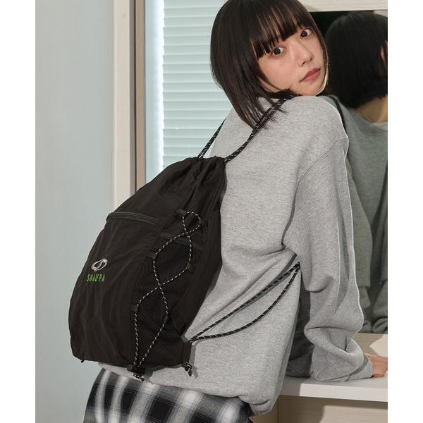 デイバック リュック 「Snap club」ロゴ刺繍 ナイロン ダブルドローコード ナップサック レディース メンズ