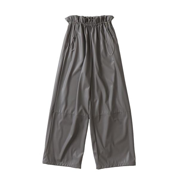 ワイドパンツ パンツ drawstring smooth leather like wide pants(ドローストリングスムースレザーライクワイドパンツ) レディース