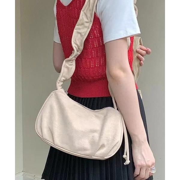 ハンドバッグ ドローコード付き ギャザーベルト半月型 ハンドバッグ 秋物 秋服 2026年秋冬