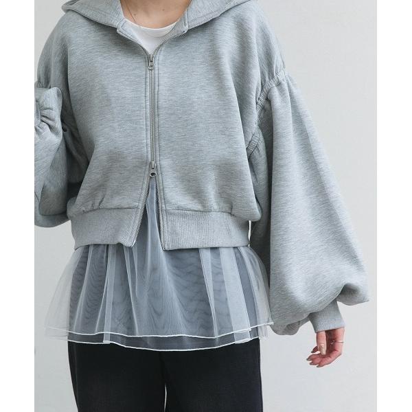 タンクトップ ノースリーブ レイヤード チュール タンクトップ レディース