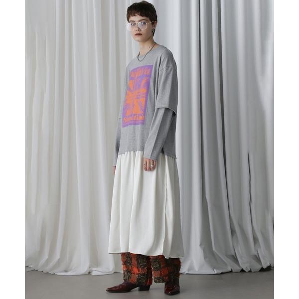 ワンピース (OKIRAKU×ROSEBUD)GRAPHIC PRINT DOCKING ONE-PIECE
