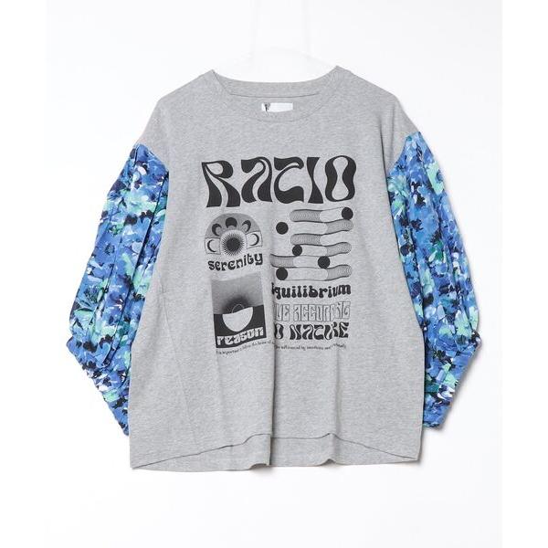 tシャツ (OKIRAKU×ROSEBUD)リメイクライクプリントスリーブトップ レディース
