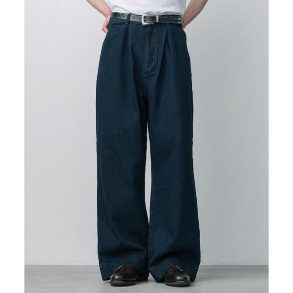ワイドパンツ ジーンズ 「LURAKU」 tuck wide denim pants / タックワイドデニムパンツ｜SETUP対応 メンズ