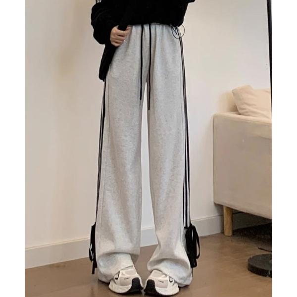 『タイムセール実施中』ZOZO問い合わせ番号:92245670ショップ:ENAF，エナフブランド:SallyLunn，サリーラン商品名:ルーズストレート リボンデザイン ラインパンツカテゴリ:パンツ>スウェットパンツブランド品番:SL...