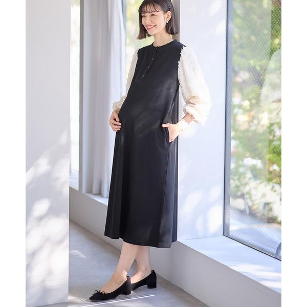 マタニティ Ｗフェイスニットソー× リボンチュールワンピース