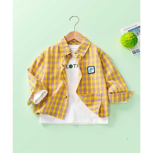 『タイムセール実施中』ZOZO問い合わせ番号:92421600ショップ:aimoha，アイモハブランド:aimoha，アイモハ商品名:【aimoha-KIDS-】ワッペン付きキッズチェックシャツカテゴリ:トップス>シャツ/ブラウスブラ...