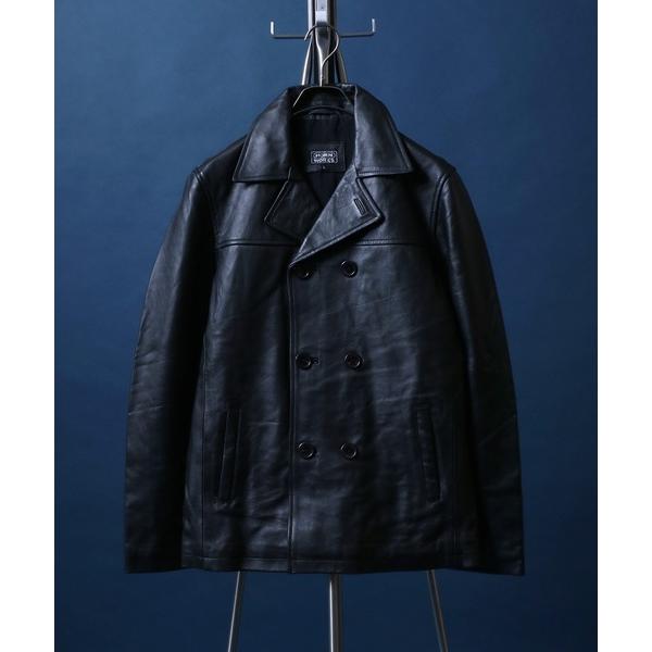 pコート ピーコート Sheepskin Leather Pea Coat/羊革 レザー ピーコート ダブルジャケット ブルゾン メンズ レディース