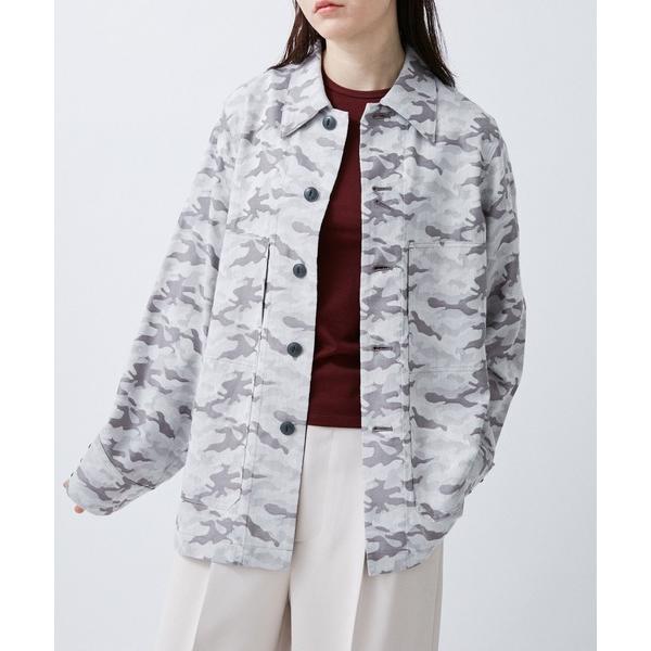 ミリタリージャケット モッズコート CAMO JAQUARD OVERSIZE SHIRTS レディース