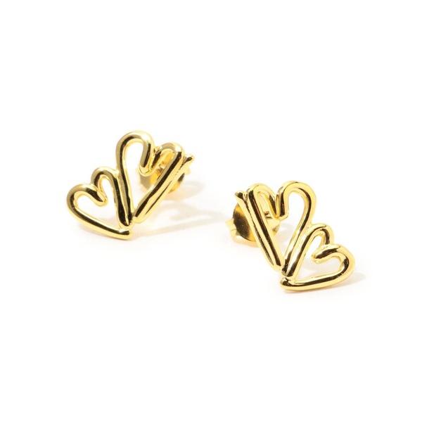 ピアス BAR Jewellery TWO HEARTS ゴールドピアス レディース