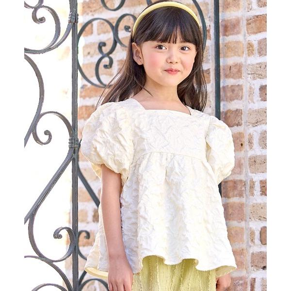 ブラウス シャツ ふんわり 花柄ジャガードブラウス キッズ 子供服 女 