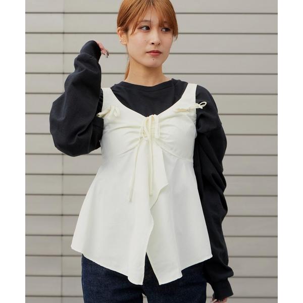 キャミソール ギャザーリボンデザイン ベーシックキャミソール 秋物 秋服 2026年秋冬
