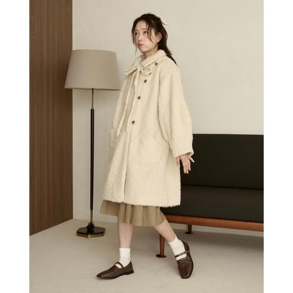 ZOZO問い合わせ番号:92771557ショップ:moi tytto，モイ　テュットブランド:moi tytto，モイテュット商品名:【取り外しリボン付き】シャギーミディ丈コートカテゴリ:ジャケット/アウター>その他アウターブランド品...