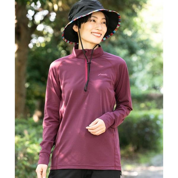 tシャツ 速乾 phenix OUTDOOR(フェニックスアウトドア) レディース ハーフジップ長袖Tシャツ ロングスリーブTシャツ (吸水速乾 / 通気性) レディース