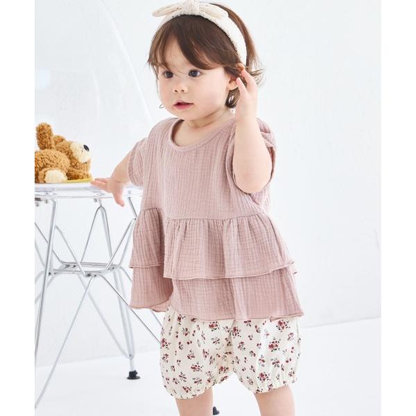 ZOZO問い合わせ番号:92840025ショップ:pairmanon，ペアマノンブランド:pairmanon，ペアマノン，coucou manon，ククゥ マノン商品名:【ベビー】ガーゼティアードフリル ブルマセットアップカテゴリ:ママ＆ベ...