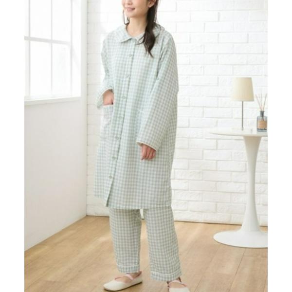 ZOZO問い合わせ番号:92908345ショップ:nissen，ニッセンブランド:QUNTSTYLE，キュントスタイル商品名:【マタニティウェア・授乳服】275日パジャマ　ぽこぽこサッカー生地　袖ロールアップ丸衿前開きパジャマ（産前・産後）...