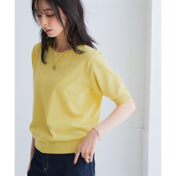 uvカット サマーニット ニット セーター さらっとかるい綿混クルーネック半袖ニットトップス「接触冷感・毛玉になりにくい」「大きいサイズ有」