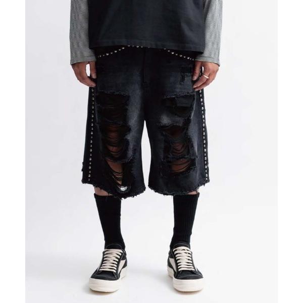 ジーンズ 「BREATH / ブレス」SUICIDE STUDS DENIM SHORTS / ブラック 「BR25S メンズ