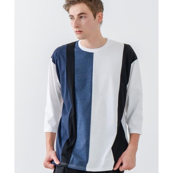 tシャツ 「汗染みの目立ちにくいTシャツ ZEROSTAIN/ゼロステイン」フェイクレイヤード ビッグシルエット 切り替えデザイン 7分袖Tシャツ 防汚 ＵＶカット