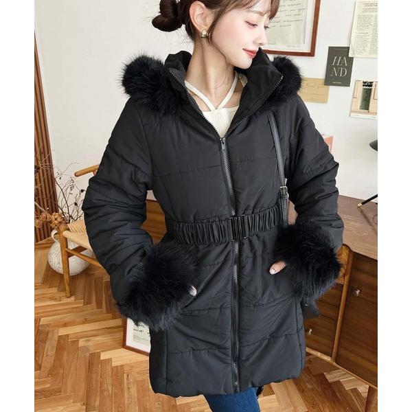 『タイムセール実施中』ZOZO問い合わせ番号:93046596ショップ:moment+，モーメントプラスブランド:moment+，モーメントプラス商品名:ウェストベルト付きフードファーダウンコートカテゴリ:ジャケット/アウター>ダウン...