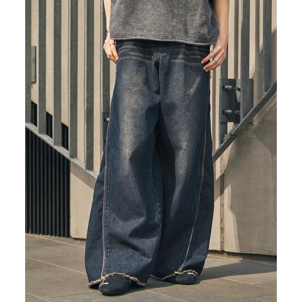 『タイムセール実施中』ZOZO問い合わせ番号:93050033ショップ:MONO-MART，モノマートブランド:MONO-MART，モノマート商品名:ヴィンテージ加工2WAYサイドジップワイドデニムパンツカテゴリ:パンツ>デニムパンツ...