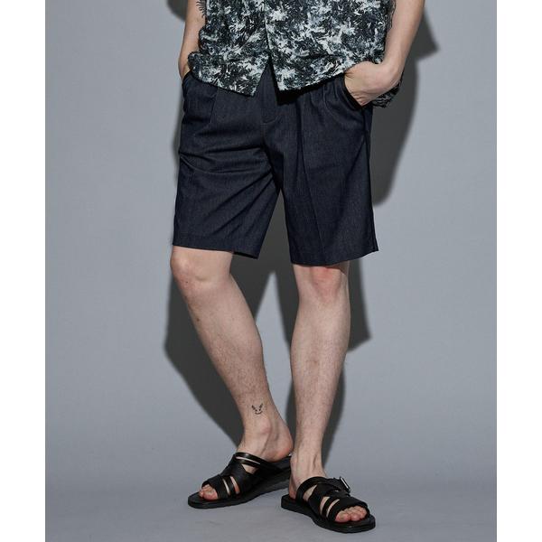 スラックス 「デニムライク」シャンブレー スラックス ショートパンツ メンズ レディース