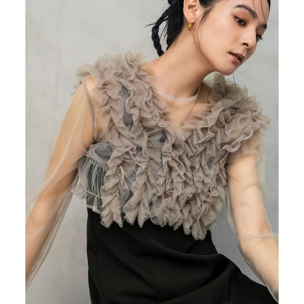 ZOZO問い合わせ番号:93347763ショップ:GIRL，ガールブランド:GIRL，ガール，et.UNiVER，エトユニベール商品名:【身長別画像あり】チュール フリル ベスト シアー トップス ワンピース 3点セット マルチway パー...