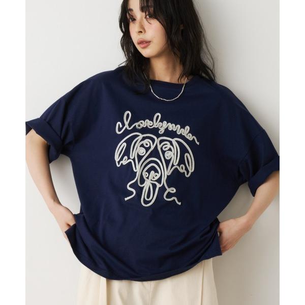 tシャツ 半袖 コード刺繍ワンニャンTEE レディース