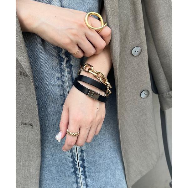 ブレスレット マグネット留めレザーブレス レディース