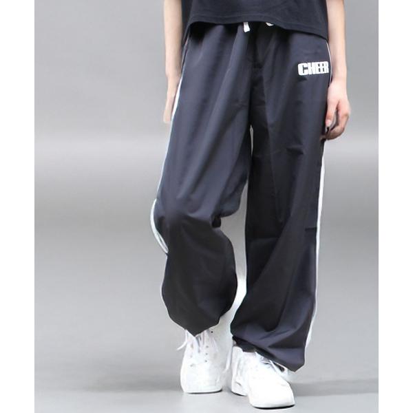 ワイドパンツ パンツ サイドラインシャカシャカロングパンツ レディース