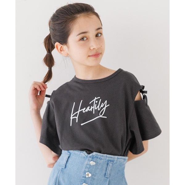 tシャツ ＼26ss 新色追加／ 大人気アイテムキッズ　リボンオープンショルダー半袖Tシャツ キッズ 子供服 女の子