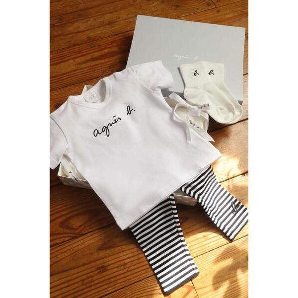 ※このアイテムは返品・交換対象外商品です。ZOZO問い合わせ番号:93521292ショップ:agnes b.，アニエスベーブランド:agnes b.，アニエスベー商品名:WEB限定 ベビーギフトボックス ロゴTシャツ・ボーダーレギンス・ソッ...