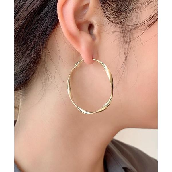 つけっぱなし サージカルステンレス アレルギー対応 ピアス 「 金属アレルギー対応 」大ぶり ねじれフープピアス  (両耳用) サージカルステンレス