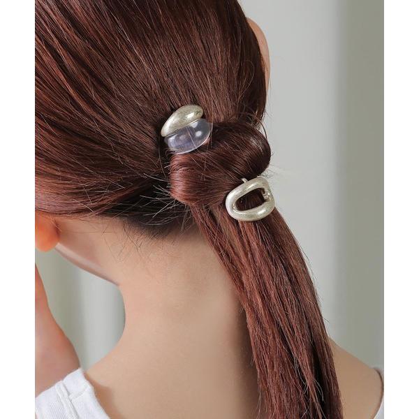 2set クリア × メタル ニュアンス オーバル マット ミニヘアカフ