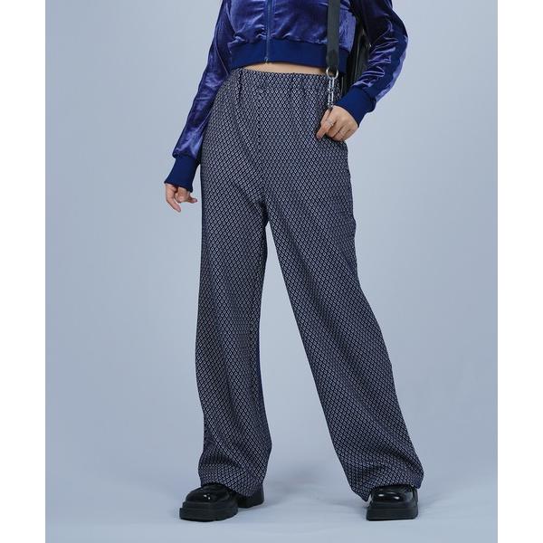 ワイドパンツ パンツ ダブルジャカード総柄パンツ レディース