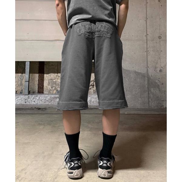 ワイドパンツ スウェットパンツ ジャージ ピグメント加工ハーフパンツ　「SETUP着用可能」 レディース メンズ