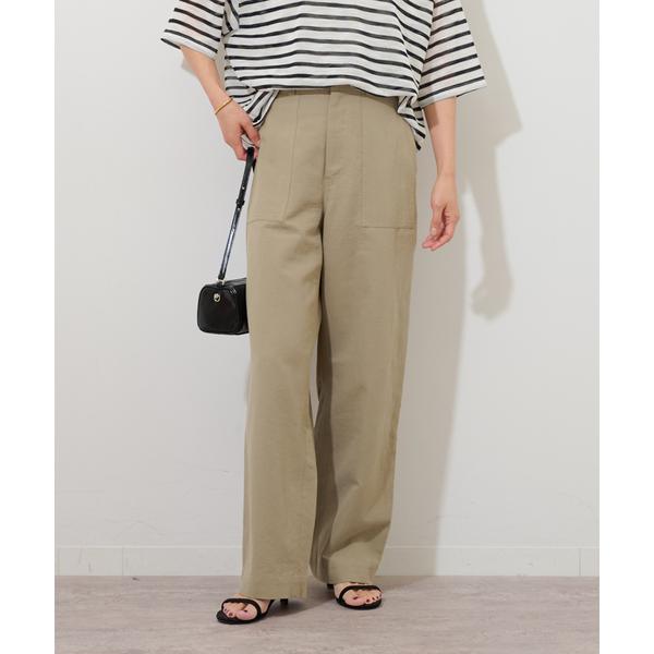 ワイドパンツ カーゴパンツ 「追加」コットンリネンツイルベイカーパンツ レディース