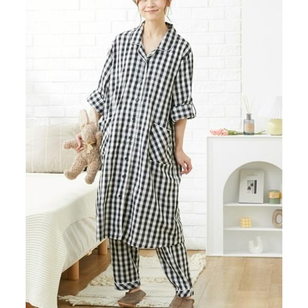 ZOZO問い合わせ番号:94028103ショップ:nissen，ニッセンブランド:QUNTSTYLE，キュントスタイル商品名:【マタニティウェア・授乳服】275日パジャマ　先染め前開きシャツパジャマ（産前・産後）カテゴリ:ママ＆ベビー&gt...