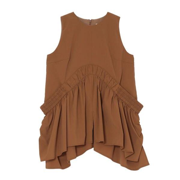 タンクトップ ノースリーブ ROUND GATHER TOP / ラウンドギャザートップ レディース