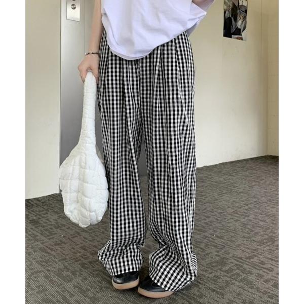 『タイムセール実施中』ZOZO問い合わせ番号:94098333ショップ:Ada.，エイダブランド:Miniministore，ミニミニストア商品名:チェック柄ワイドパンツ ハイウエスト薄手カテゴリ:パンツ>スウェットパンツブランド品番...