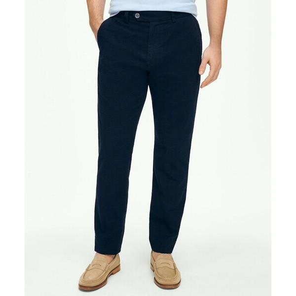 スラックス ストレッチコットン シアサッカー プレーンフロントパンツ Slim メンズ