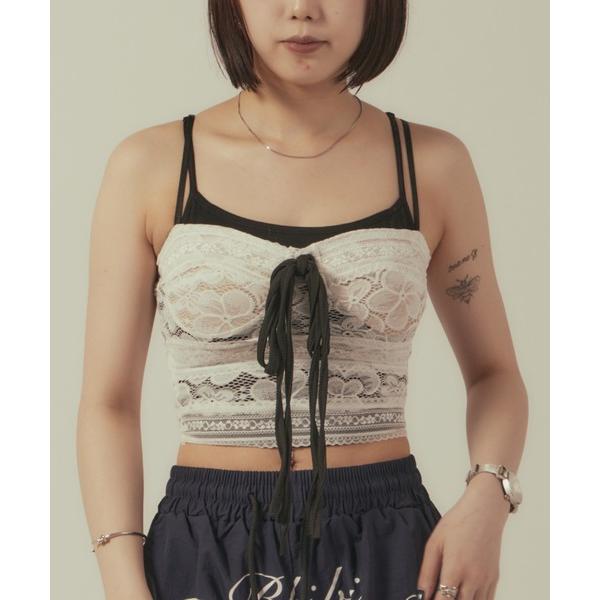 キャミソール Flower Lace Ribbon Camisole/フラワーレースリボンキャミソール 秋物 秋服 2026年秋冬