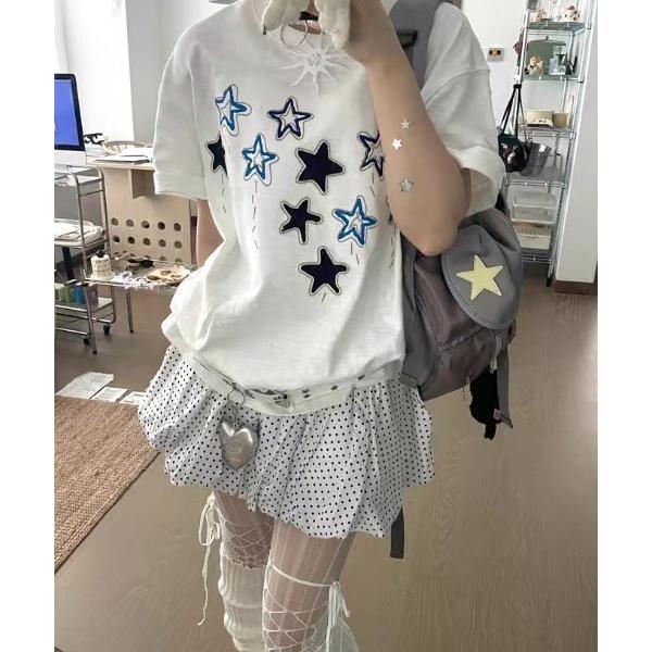 tシャツ 半袖 26ss新色追加/綿100％ スタークラッシュ/アップルプリントTシャツ レディース メンズ