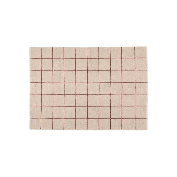 ZOZO問い合わせ番号:94294281ショップ:Francfranc，フランフランブランド:Francfranc，フランフラン商品名:ブークレ ウィンドウペン コットンラグ M 2000×1400 ベージュ×レッド 床暖房対応 ホットカー...