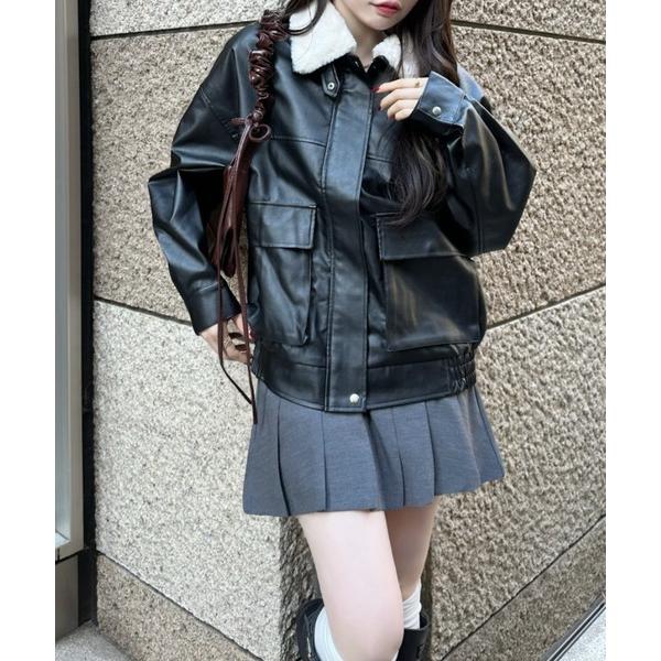 『タイムセール実施中』ZOZO問い合わせ番号:94334745ショップ:Ada.，エイダブランド:Ada.，エイダ商品名:【360度 大人カワイイ】取り外し可能 ボア襟付き フェイクレザー ブルゾンカテゴリ:ジャケット/アウター>ブル...